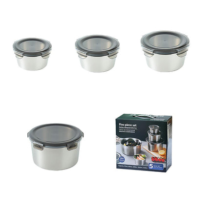 Stainless Steel Box Set 4pcs Sealed Lunch Food Container Refrigerator Use.