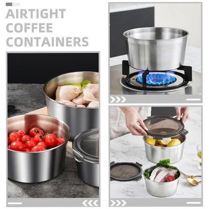 Stainless Steel Box Set 4pcs Sealed Lunch Food Container Refrigerator Use.