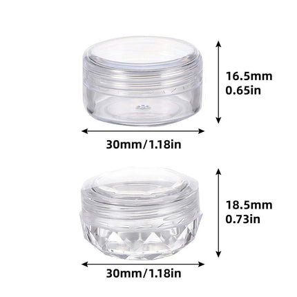 Cosmetic Cream Jar Bottle 50PCS 5g Transparent Round Refillable Sample Container - Clear Diamond Jar.