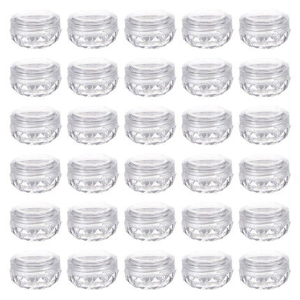 Cosmetic Cream Jar Bottle 50PCS 5g Transparent Round Refillable Sample Container - Clear Diamond Jar.