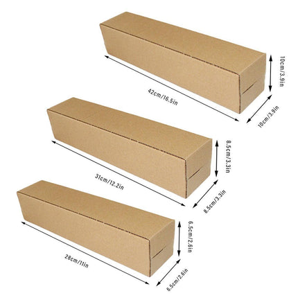 50pcs Long Strip Carton Flat Square Durable Shipping Boxes for Packaging Storage - 6.5cm x 6.5cm x 28cm.