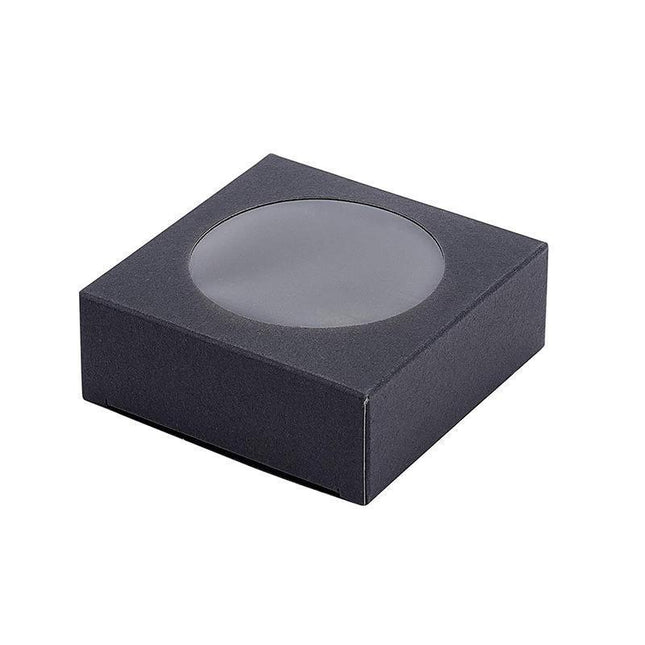 50PCS Handmade Soap Paper Box Round Window Kraft Black White Candy Biscuit Box - Khaki-50pcs 10*10*2.4CM.