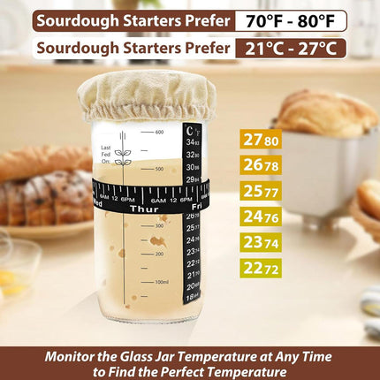 24oz Bread Fermentation Glass Jar Baking Supplies Airtight Container Dough.
