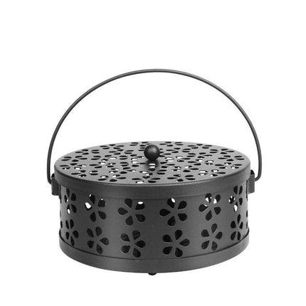 Iron Mosquito Incense Box Fireproof Tray Stand Indoor Household Incense Holder - Black.