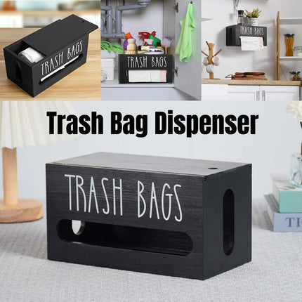 Wooden Plastic Bag Storage Box Hanging Rubbish Bag Organizer Extractable Tissue.