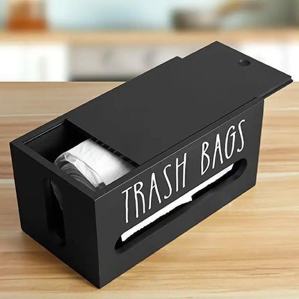 Wooden Plastic Bag Storage Box Hanging Rubbish Bag Organizer Extractable Tissue.