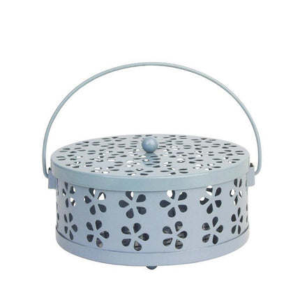 Iron Mosquito Incense Box Fireproof Tray Stand Indoor Household Incense Holder - Blue.
