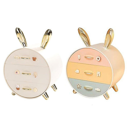 Large Multi-functional Makeup Storage Organizer Rabbit Decor Drawer Cosmetic Box - Colour.