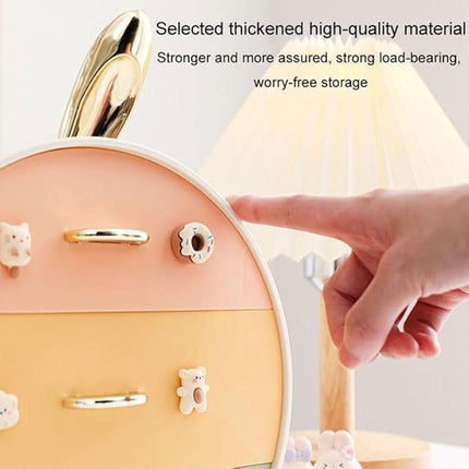Large Multi-functional Makeup Storage Organizer Rabbit Decor Drawer Cosmetic Box - Colour.