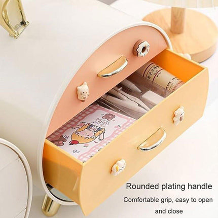 Large Multi-functional Makeup Storage Organizer Rabbit Decor Drawer Cosmetic Box - Colour.