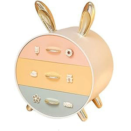 Large Multi-functional Makeup Storage Organizer Rabbit Decor Drawer Cosmetic Box - Colour.