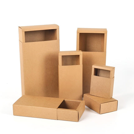 Kraft Paper Drawer Box Packaging Gift Storage Organiser Small Kraft Boxes - 25x8x4cm.