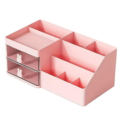 Cartoon Drawer Type Cosmetic Jewelry Storage Box Desktop Student Stationery Box - Pink.
