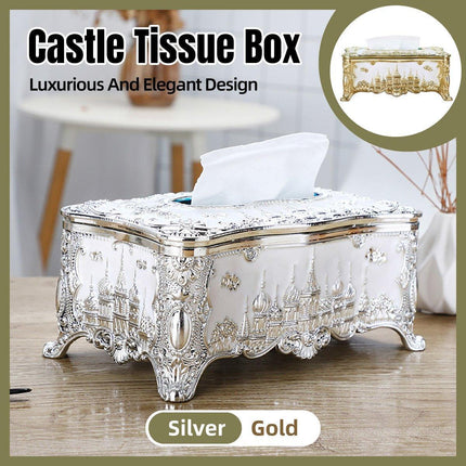 Small Napkin Tissue Box Creative Plastic Desktop Paper Holder Compact Design - Silver.
