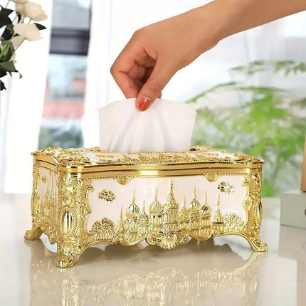 Small Napkin Tissue Box Creative Plastic Desktop Paper Holder Compact Design - Silver.