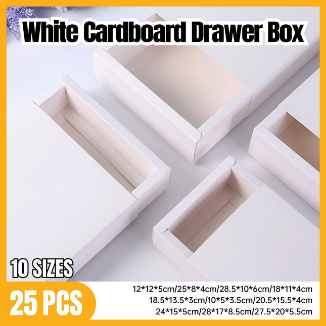 25X White Kraft Paper Drawer Jewelry Package Necklace Bracelet Gift Package box - 10*5*3.5-25pcs.