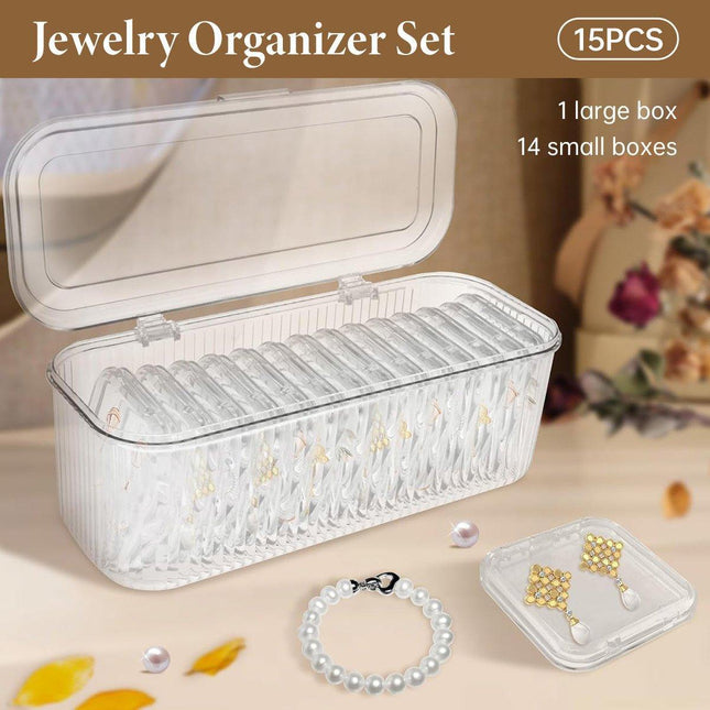 15pcs Transparent Storage Box Jewelry Organizer Bracelet Necklace Anti-Oxidation.