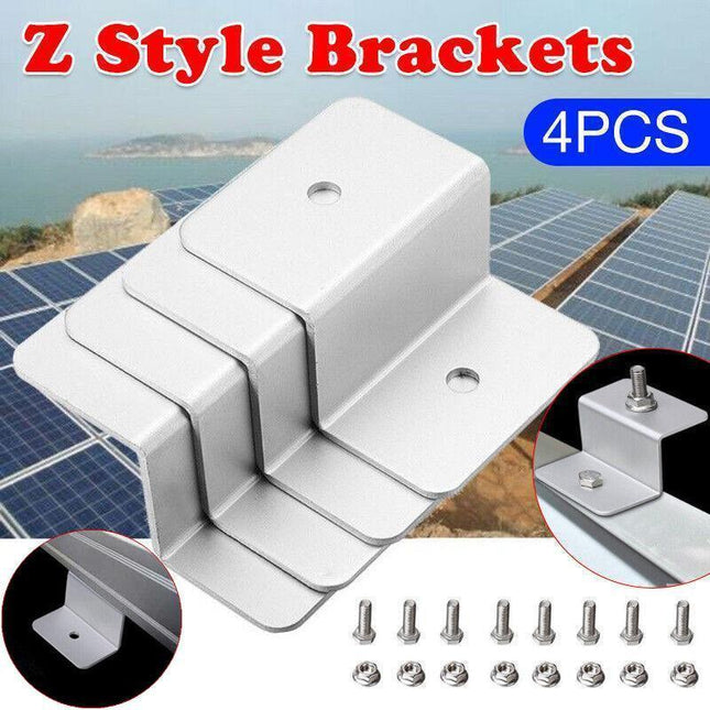 4 Pcs Solar Panel Z-Bracket  Mounting Flat Roof Yacht Rv Mount Aluminum Kit Au.