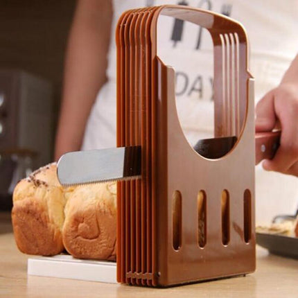 Foldable Bread Slicer Cutting Guide for Loaf Toast Adjustable Thickness.