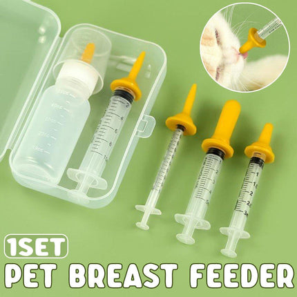 Kitten Feeding Bottle with Syringe Dispenser for Young Pets and Small Animals.
