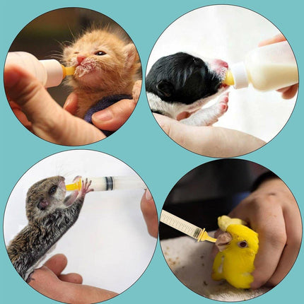 Kitten Feeding Bottle with Syringe Dispenser for Young Pets and Small Animals.