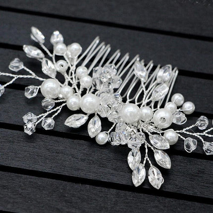 Bridal Headpieces Crystal Wedding Accessories White Jewelry Hair Comb Party Au.