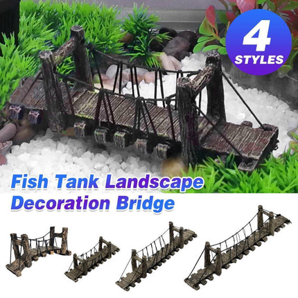 Resin Bridge Aquarium Decoration Fish Tank Accessories Shrimp Tortoise Climbing - Bent Rope Bridge-S.