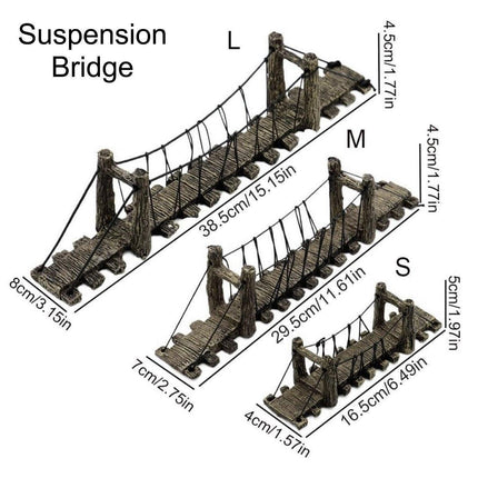 Resin Bridge Aquarium Decoration Fish Tank Accessories Shrimp Tortoise Climbing - Suspension Bridge-S.