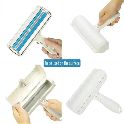 Pet Hair Remover Brush Dog Cat Fur Cleaning Roller Reusable Self Cleaning Tool - Blue.