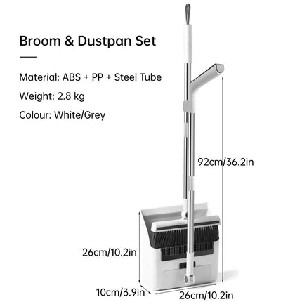 3 in1 Broom Set for Winnowing Brushing Handheld Cleaning Tool Home Kitchen Floor - Grey.