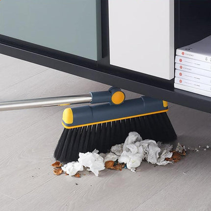 Folding Broom Dustpan Set Rotating Household Sweeping Hair Removal Cleaning Tool - White.