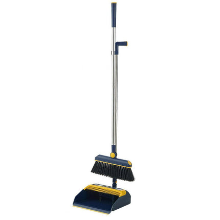 Folding Broom Dustpan Set Rotating Household Sweeping Hair Removal Cleaning Tool - White.