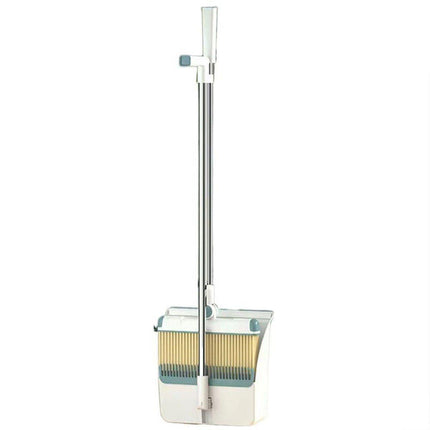 Folding Broom Dustpan Set Rotating Household Sweeping Hair Removal Cleaning Tool - White.