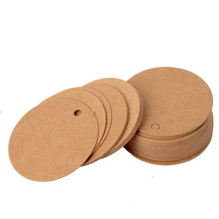 200Pcs Kraft Paper Tags Round 5X5 Cm Brown Card Cardboard Wedding Party Gift Diy.