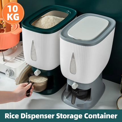 10kg Rice Storage Bucket Household Metering Rice Container Large Capacity - Green.