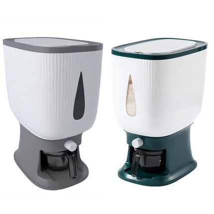 10kg Rice Storage Bucket Household Metering Rice Container Large Capacity - Green.