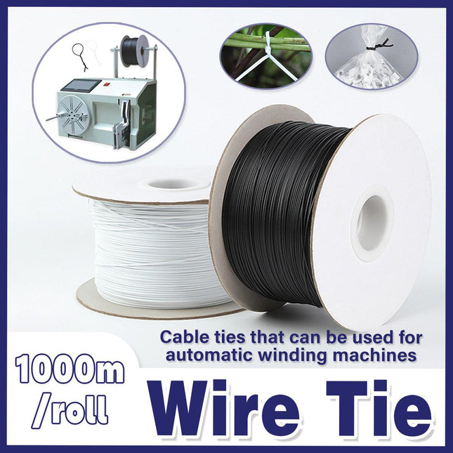 1000M Coiled Tie Wire Elliptical Binding Wire Garden Plant Cable Roll for Home - Black.