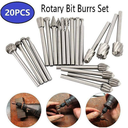 20Pcs Tungsten Steel Solid Carbide Burrs For Dremel Rotary Tool Bit Accessories.
