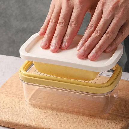 Rectangular Butter Box Storage Container Cheese Cutter Kitchen Organizer Lid.