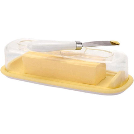 Square Butter Box with Knife Cheese Storage Container Cutting Tray for Kitchen.
