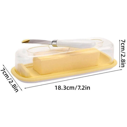Square Butter Box with Knife Cheese Storage Container Cutting Tray for Kitchen.