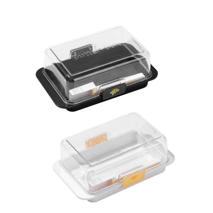Butter Cheese Storage Box Kitchen Container with Lid Plastic Fridge Organizer - White.