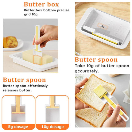 Butter Cheese Storage Box Kitchen Container with Lid Plastic Fridge Organizer - White.