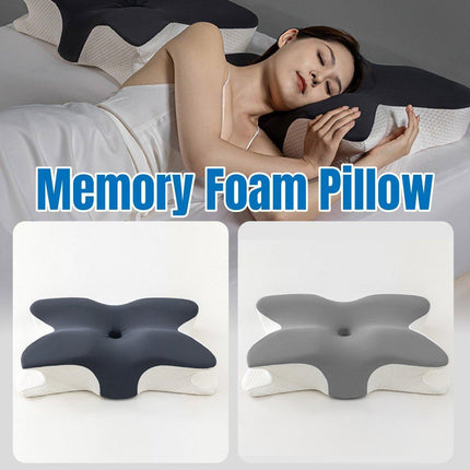 Memory Foam Butterfly Pillow Neck Support Slow Rebound Cervical Pillow - Dark Grey.