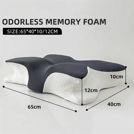 Memory Foam Butterfly Pillow Neck Support Slow Rebound Cervical Pillow - Dark Grey.