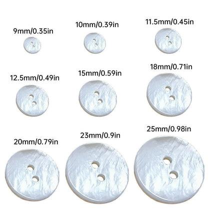 20pcs White Shirt Buttons Round Two Eyes Sewing Craft DIY Clothing Supplies - 12.5mm.