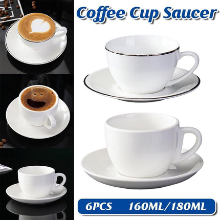 6PCS Ceramic Coffee Cup and Saucer Set Apricot Tea Cup with Ear Hotel Coffee Cup - 160ml.