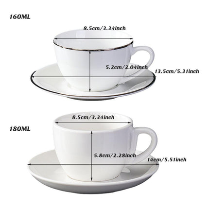 6PCS Ceramic Coffee Cup and Saucer Set Apricot Tea Cup with Ear Hotel Coffee Cup - 160ml.