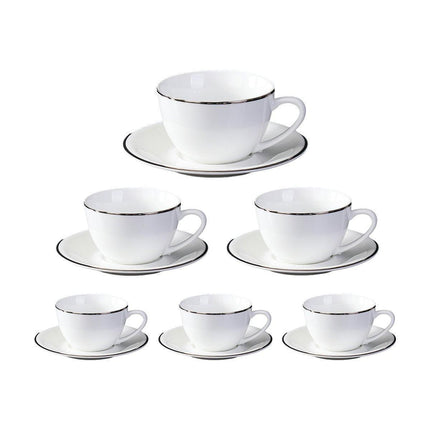 6PCS Ceramic Coffee Cup and Saucer Set Apricot Tea Cup with Ear Hotel Coffee Cup - 160ml.