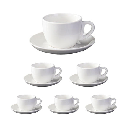 6PCS Ceramic Coffee Cup and Saucer Set Apricot Tea Cup with Ear Hotel Coffee Cup - 160ml.